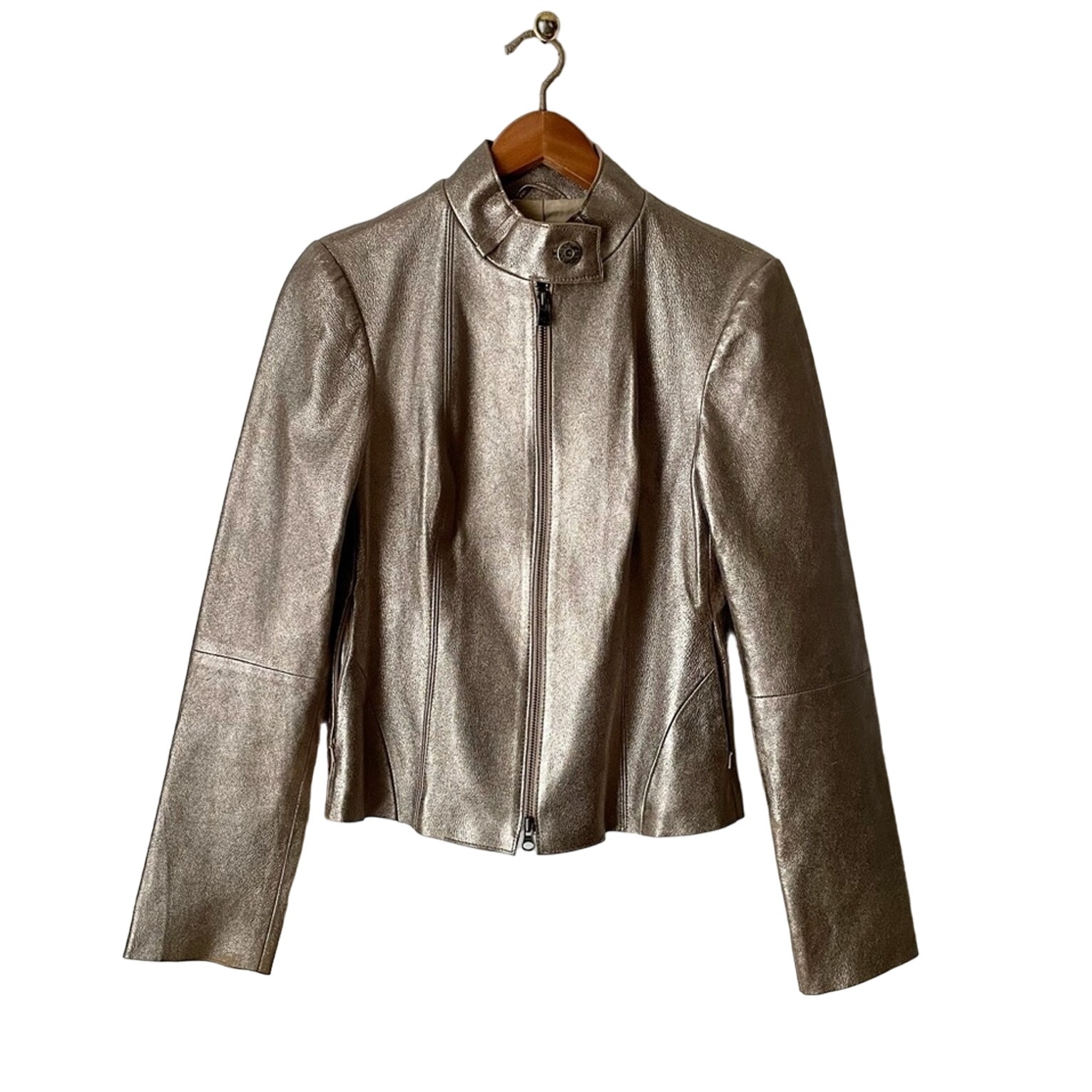 Armani Exchange Leather Metallic Moto Jacket Size Medium